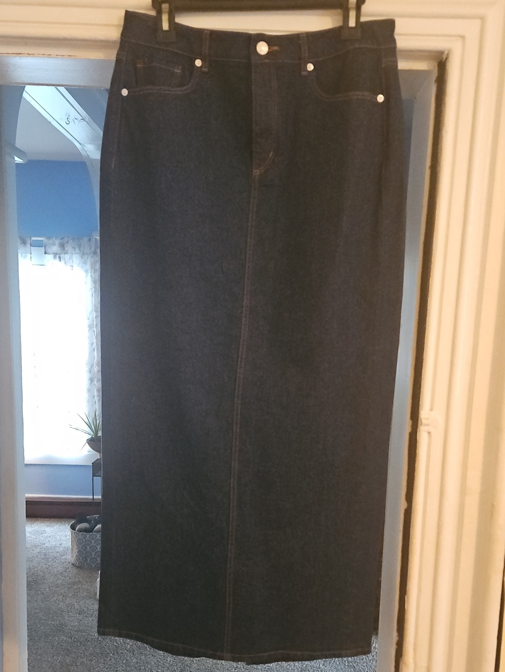 LOFT Dark Indigo Denim Maxi Skirt